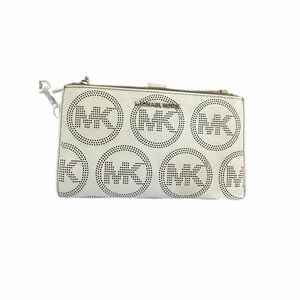 Michael Kors Silver Perforated MK Logo Wristlet